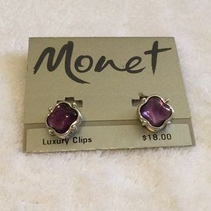 NWT clip-on purple earrings